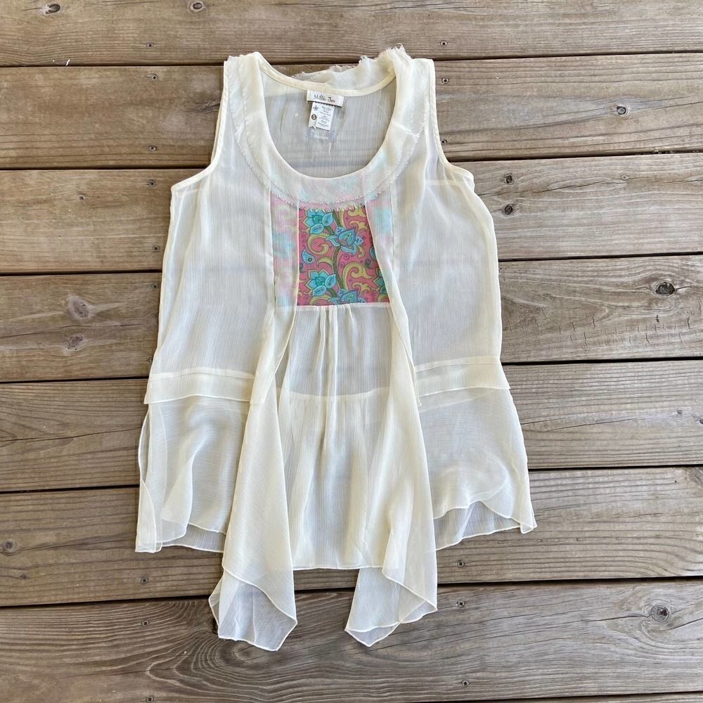 Matilda Jane Palisades Sheer Tunic Top Ivory Small